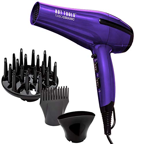 HOT TOOLS Professional 2100 Turbo Ceramic + Ionic Lightweight Hair Dryer, Pur...
