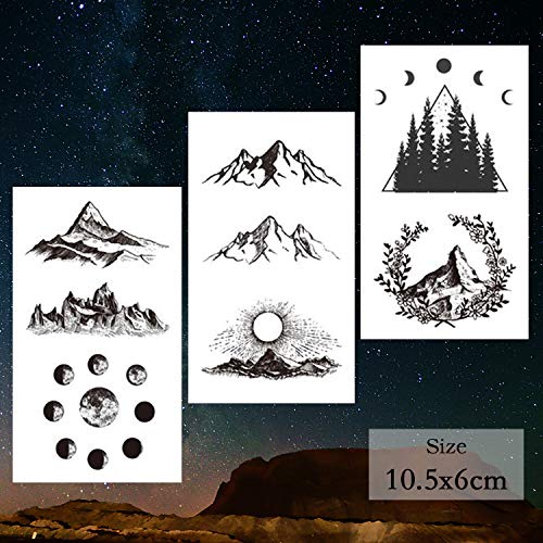 22 Sheets Mountain Temporary Tattoos Stickers, Including Fake Tattoos Waterpr...