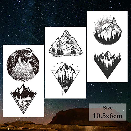 22 Sheets Mountain Temporary Tattoos Stickers, Including Fake Tattoos Waterpr...
