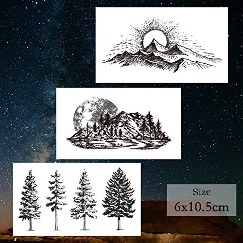 22 Sheets Mountain Temporary Tattoos Stickers, Including Fake Tattoos Waterpr...