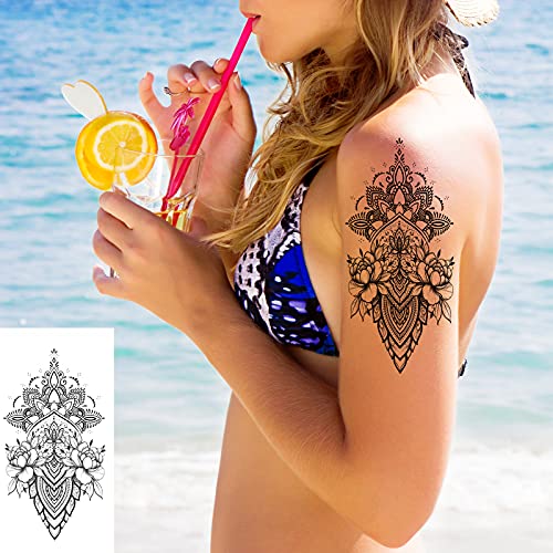 72 Sheets Large Flowers Temporary Tattoos Stickers for Women, Waterproof Fake...