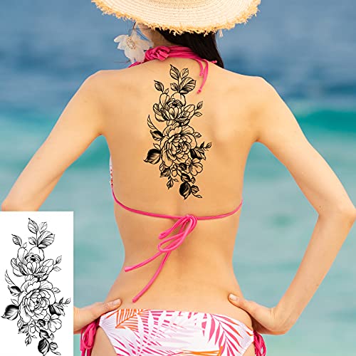 72 Sheets Large Flowers Temporary Tattoos Stickers for Women, Waterproof Fake...