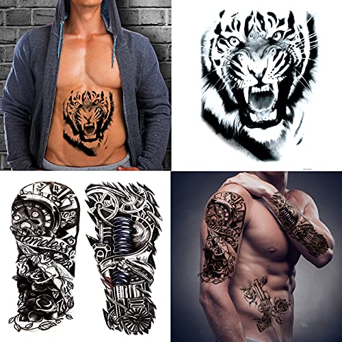 Hotoyannia 62 Sheets Black Large Temporary Tattoos Stickers For Men and Women...
