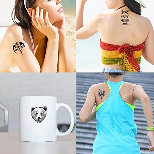 Hotoyannia 62 Sheets Black Large Temporary Tattoos Stickers For Men and Women...