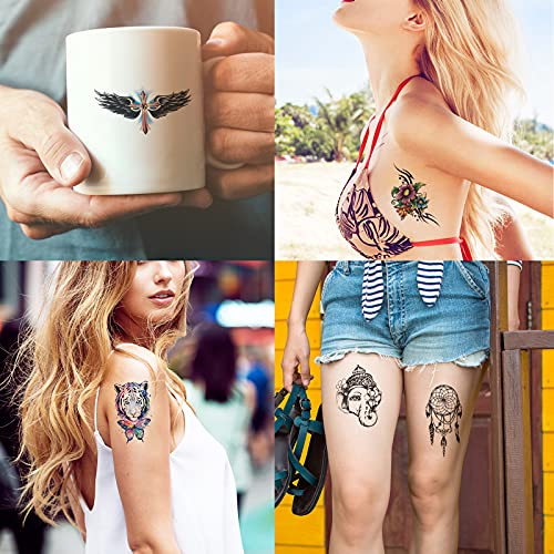 Hotoyannia 62 Sheets Black Large Temporary Tattoos Stickers for Women Men and...