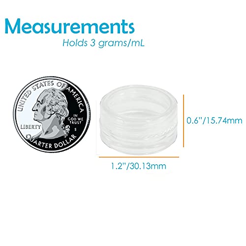 Houseables 3 Gram Jar, 3 ML, Clear, 50 Pk, BPA Free, Cosmetic Sample Empty Co...