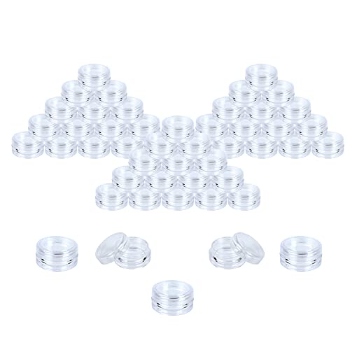 Houseables 3 Gram Jar, 3 ML, Clear, 50 Pk, BPA Free, Cosmetic Sample Empty Co...