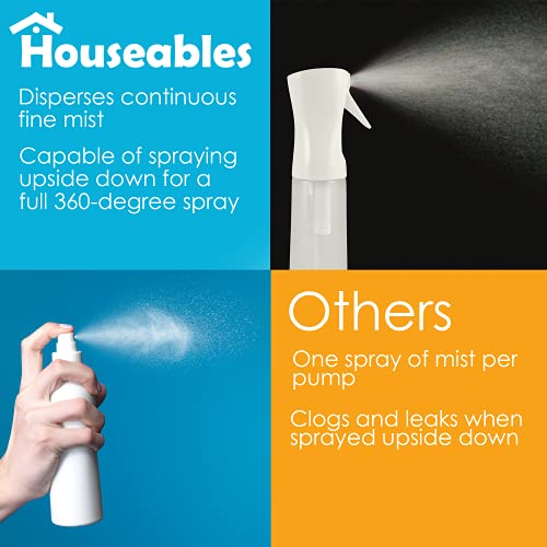 Houseables Continuous Spray Water Bottle, Hair Mist Sprayer, White, 12 Oz, 3 ...
