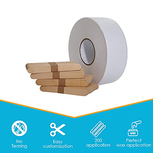 Houseables Wax Strip Roll, Non-Woven Epilating Strips, w/ Disposable Wooden A...