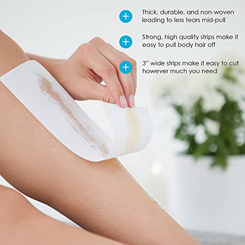 Houseables Wax Strip Roll, Non-Woven Epilating Strips, w/ Disposable Wooden A...