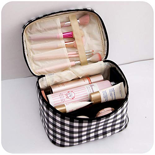 HOYOFO Large Makeup Bag Travel Cosmetic Bags With Makeup Brush Holder Waterpr...