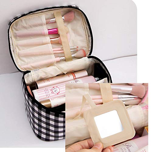HOYOFO Large Makeup Bag Travel Cosmetic Bags With Makeup Brush Holder Waterpr...