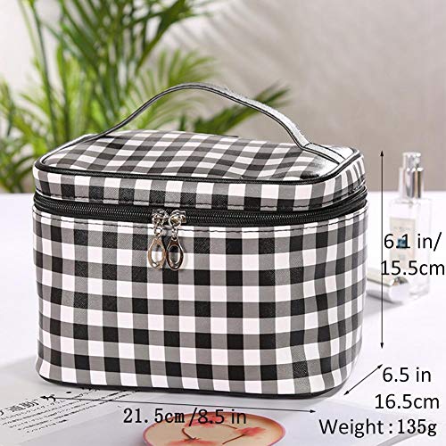 HOYOFO Large Makeup Bag Travel Cosmetic Bags With Makeup Brush Holder Waterpr...