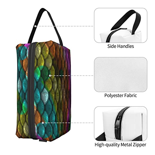 HOYOZE Makeup Bag Colorful Mermaid Fish Scales Waterproof Cute Travel Toiletr...