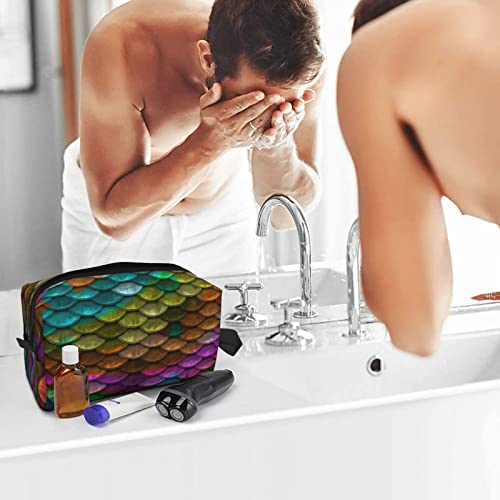 HOYOZE Makeup Bag Colorful Mermaid Fish Scales Waterproof Cute Travel Toiletr...