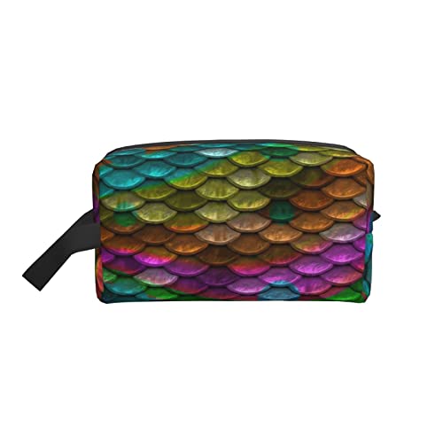 HOYOZE Makeup Bag Colorful Mermaid Fish Scales Waterproof Cute Travel Toiletr...
