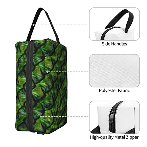 HOYOZE Makeup Bag Green And Golden Dragon Scales Zipper Small Pouch Travel To...