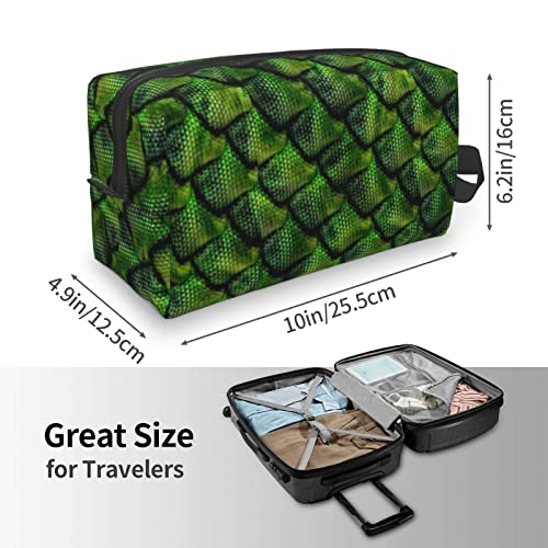 HOYOZE Makeup Bag Green And Golden Dragon Scales Zipper Small Pouch Travel To...