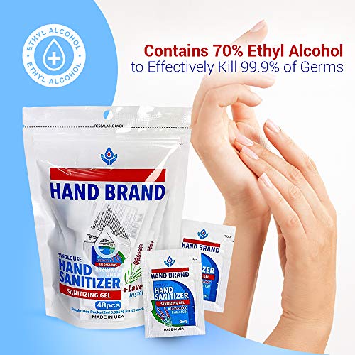 100-Pack Hand Sanitizer Gel Single-Use Packets - Hand Cleansing Gel - Contain...