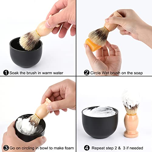HTPOW 3 in 1 Shaving Brush Kit 100% Pure Badger Shaving Brush Kit-Shaving Soa...
