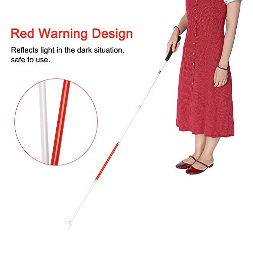 Huairdum Aluminum Alloy Blind Folding Stick, 135CM 50 Fold Thick Rttan Walkin...