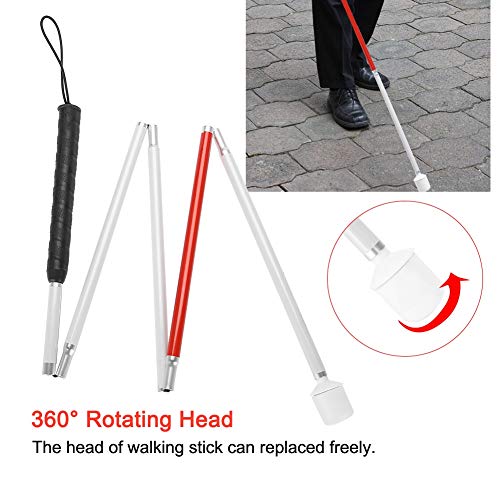 Huairdum Aluminum Alloy Blind Folding Stick, 135CM 50 Fold Thick Rttan Walkin...