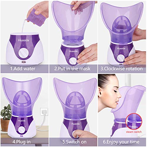 Facial Steamer Personal Steam Inhaler Sauna Facial Steamer Hot Mist Moisturiz...