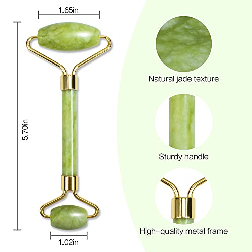 Gua Sha Facial Tool & Jade Roller Set from Huefull designed to reduce puffine...