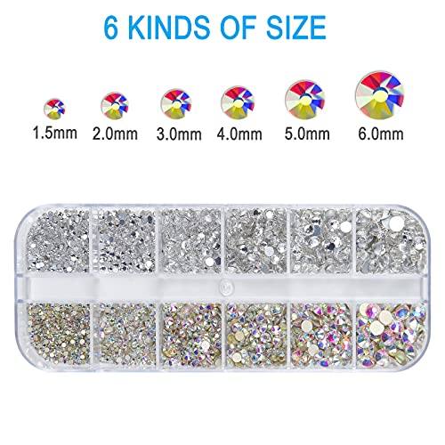Nail Art Rhinestones Kit HUETFAT 2400pcs Nail Gems Ab Flatback Rhinestones Ge...