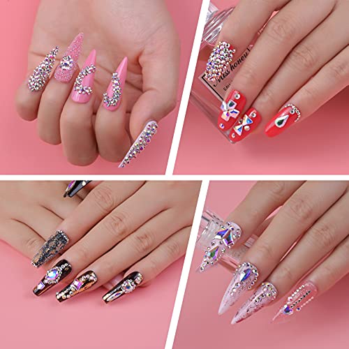 Nail Art Rhinestones Kit HUETFAT 2400pcs Nail Gems Ab Flatback Rhinestones Ge...