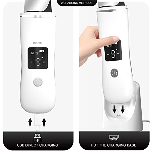 Huihuii Skin Scrubber Facial Skin Spatula with 4 Modes LED Display, USB Recha...