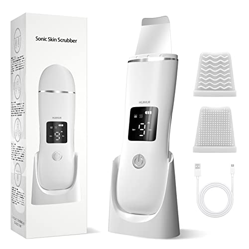 Huihuii Skin Scrubber Facial Skin Spatula with 4 Modes LED Display, USB Recha...