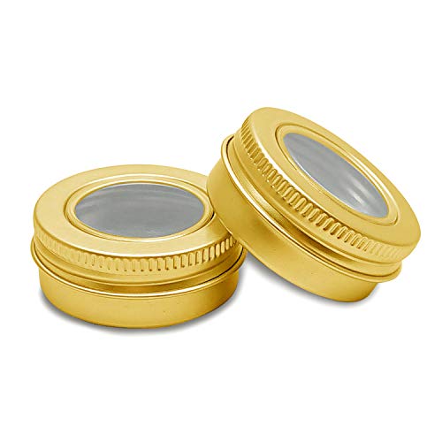 0.5 Ounce Aluminum Tin Jar 15 ml Refillable Containers Clear Top Screw Lid Ro...