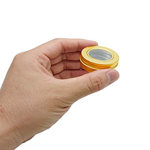 0.5 Ounce Aluminum Tin Jar 15 ml Refillable Containers Clear Top Screw Lid Ro...