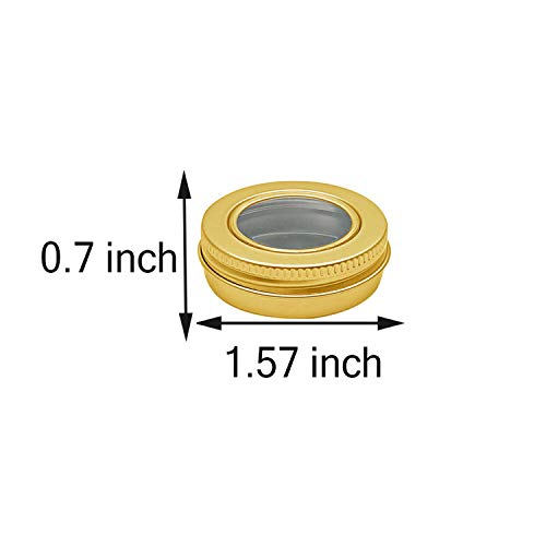 0.5 Ounce Aluminum Tin Jar 15 ml Refillable Containers Clear Top Screw Lid Ro...