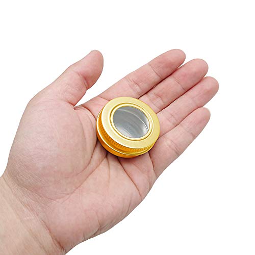 0.5 Ounce Aluminum Tin Jar 15 ml Refillable Containers Clear Top Screw Lid Ro...