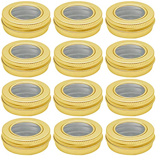 0.5 Ounce Aluminum Tin Jar 15 ml Refillable Containers Clear Top Screw Lid Ro...