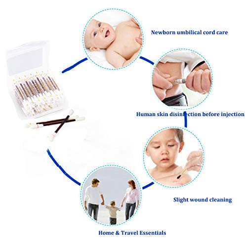 150 Iodine Swabsticks Q Tips Individually Wrapped - First Aid Cotton Swabs fo...