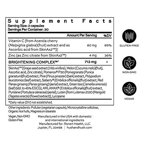 Hush & Hush SkinCapsule BRIGHTEN+ - Skin Brightening Vitamin C Supplement - G...
