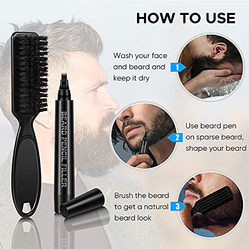 HWU Beard Pencil Filler for Men 2 Pack, Eyebrow Pen, Beard Filling Pen Kit, L...