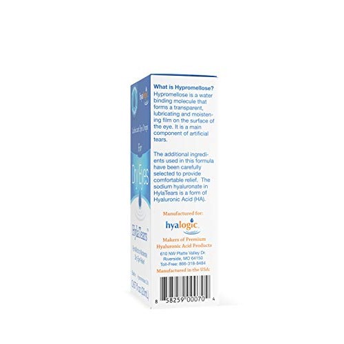 Hyalogic HylaTears Lubricant Eye Drops | Hyaluronic Acid Dry Eye Relief Lubri...