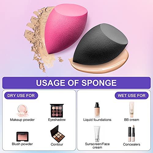 Hygea Beauty Makeup Sponge - Set of 5 Oblique Shaped Multicolored Non-Latex B...