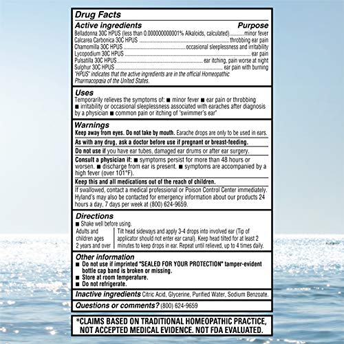 Ear Drops for Swimmers Ear, Hyland's Earache Drops for clogged ears, fast, na...