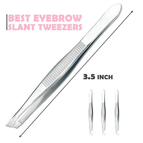 Stainless Steel Tweezers - 12 Pieces Slant Tip Tweezers Set - Precision Facia...