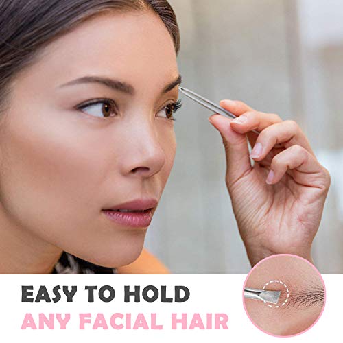 Stainless Steel Tweezers - 12 Pieces Slant Tip Tweezers Set - Precision Facia...