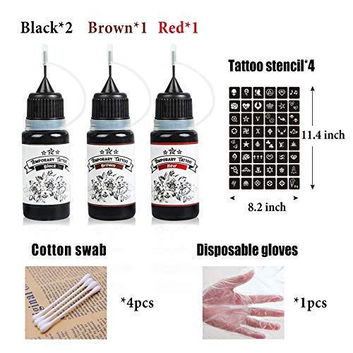 4 Pack Temporary Tattoo Kit, Semi Permanent Tattoo, Temporary Tattoo Ink with...