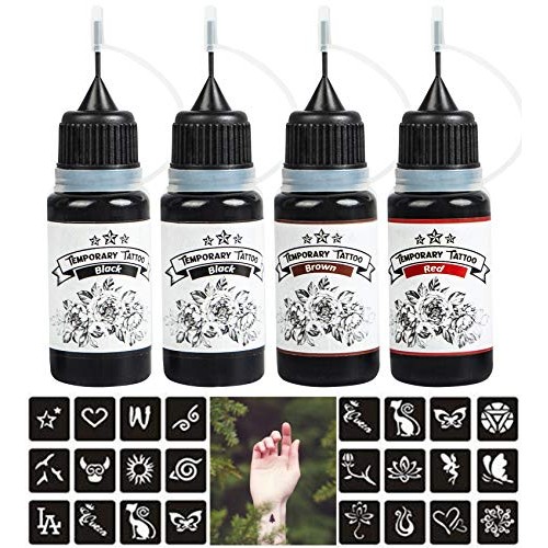 4 Pack Temporary Tattoo Kit, Semi Permanent Tattoo, Temporary Tattoo Ink with...