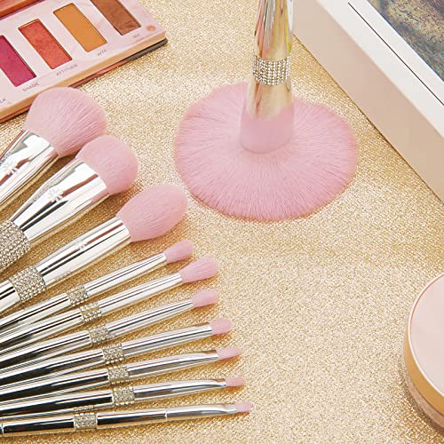 HZM COLOR Makeup Brush Set 11Pcs Bling Makeup Brushes Soft Synthetic Brochas ...