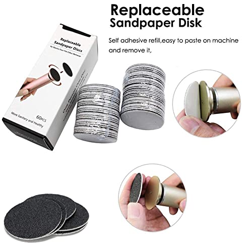 Electric Foot File (Speed Adjustable) with 60pcs Replacement Sandpaper Disk, ...