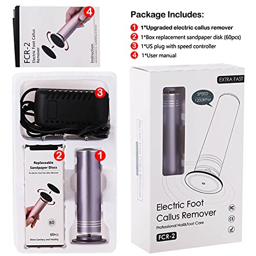 Upgraded Electric Foot Sander Callus Remover (Speed Adjustable) with 60pcs Re...